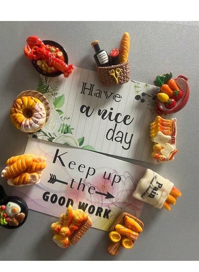 Happy D 12-Piece Food Shaped Fridge Magnets Set – 3D Resin Refrigerator Stickers for Home & Kitchen Decoration - Image 2