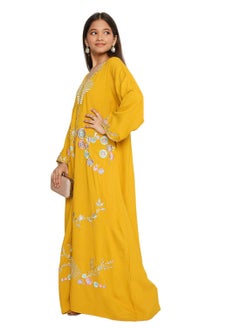 HANA & SARA SMALL BABY GIRLS KAFTAN DRESS WITH UNIQUE COLOURFULL THREAD EMBROIDERY ON SOLID COLOUR FARASHA  - Image 4