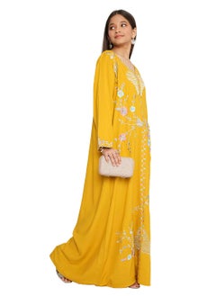 HANA & SARA SMALL BABY GIRLS KAFTAN DRESS WITH UNIQUE COLOURFULL THREAD EMBROIDERY ON SOLID COLOUR FARASHA  - Image 1