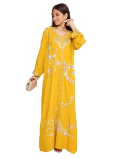 HANA & SARA SMALL BABY GIRLS KAFTAN DRESS WITH UNIQUE COLOURFULL THREAD EMBROIDERY ON SOLID COLOUR FARASHA  - Image 5