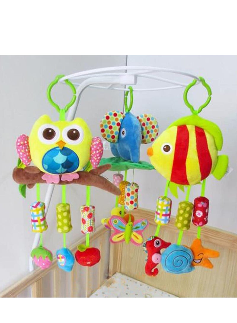 NIBEMINENT Baby Hanging Rattle Toys Animal Plush Ring Soft, Car Seat Stroller Newborn Crib Bed Around with Wind Bell, Sound, Handle for 0-3 Years Old (Fish)  - Image 2