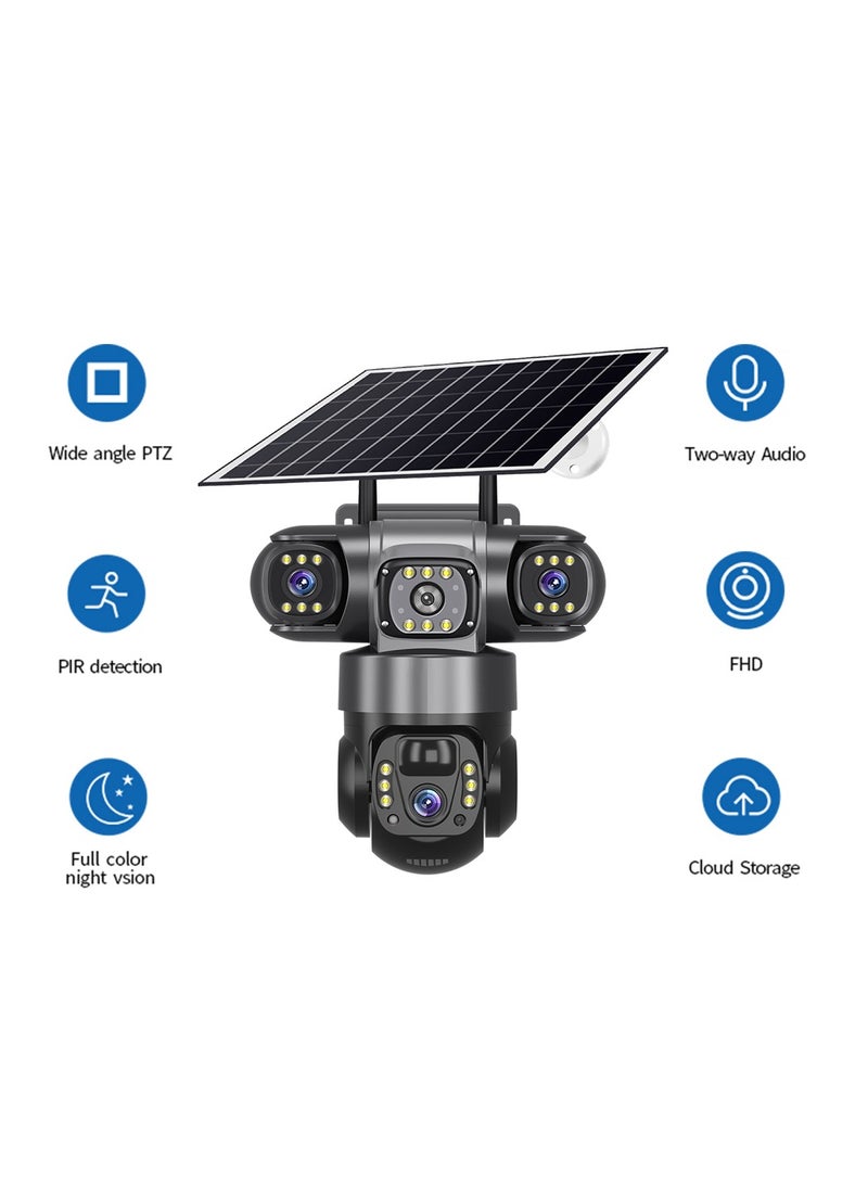 BlueFire V380 Pro Real 3 Lens 6MP 4G Solar Security Camera | Smart Net Outdoor PTZ Wireless IP CCTV Camera with Auto Tracking, Human Motion Detection, Night Vision, Two-Way Audio, 360° Viewing Angle, Waterproof IP66, SIM & WiFi Supported, Solar Powered 8000mAh Battery, Cloud & SD Card Storage - Image 2