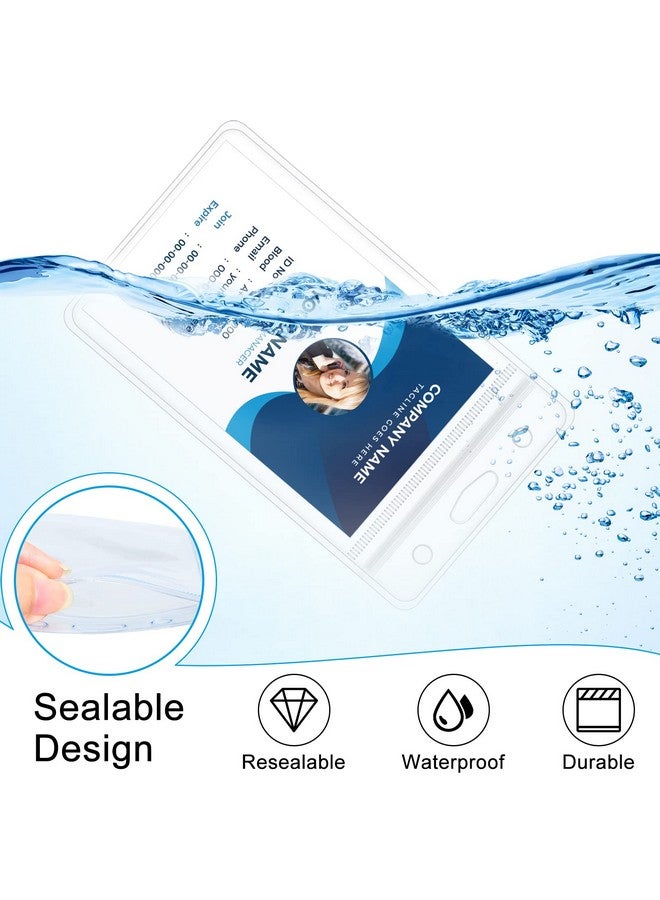 Marspark 200 Packs Id Badge Holder With Metal Badge Clips And Pvc Straps Waterproof Sealed Clear Plastic Vertical Name Tag Badge Holder For Work Key Card Drive License Name Tag Clips Car Office - Image 2