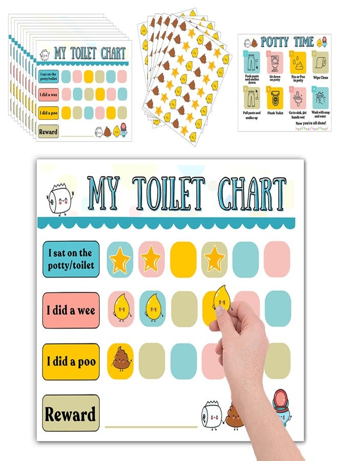 Boqon 18 Pcs Potty Training Sticker Chart for Kids, Bathroom Habits Reward Potty Training Chart for Toddlers Boys Girls with Pee and Poop Stickers Toilet Star Reward Charts Toilet Habits Tracking (4Chart) - Image 1