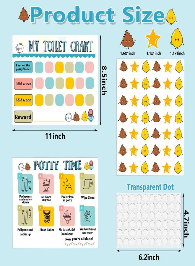 Boqon 18 Pcs Potty Training Sticker Chart for Kids, Bathroom Habits Reward Potty Training Chart for Toddlers Boys Girls with Pee and Poop Stickers Toilet Star Reward Charts Toilet Habits Tracking (4Chart) - Image 4