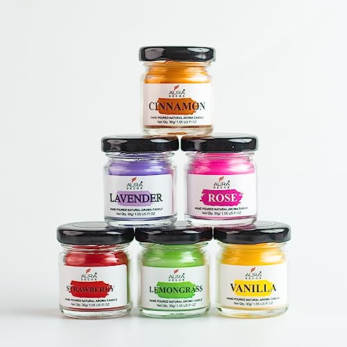 AURA DECOR AuraDecor Fragrance Jar Candle Set of 6 Scented Candles for Home Decoration with Lavender, Cinnamon, Rose, Strawberry, Lemon Grass, Jasmine - Image 5