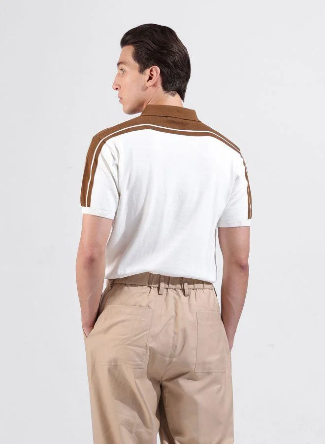 شركة المرآب الهندية Men Slim Fit Textured Polo Neck Half Sleeves T-Shirt