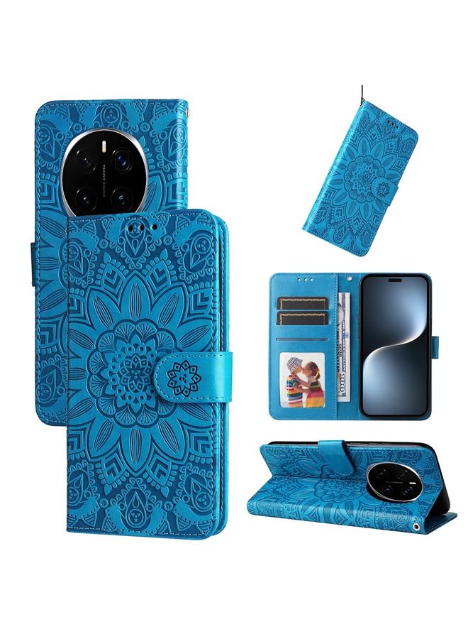 Zaboon For Honor Magic7 Pro Embossed Sunflower Leather Phone Case(Blue)