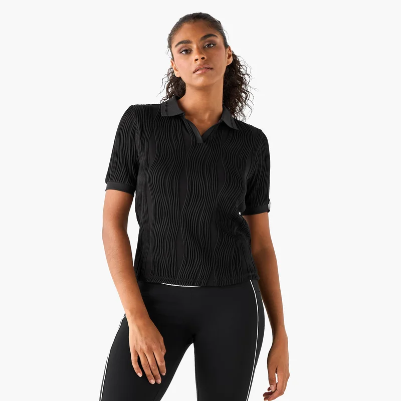 ADOT by Splash Jacquard Textured Polo T-shirt