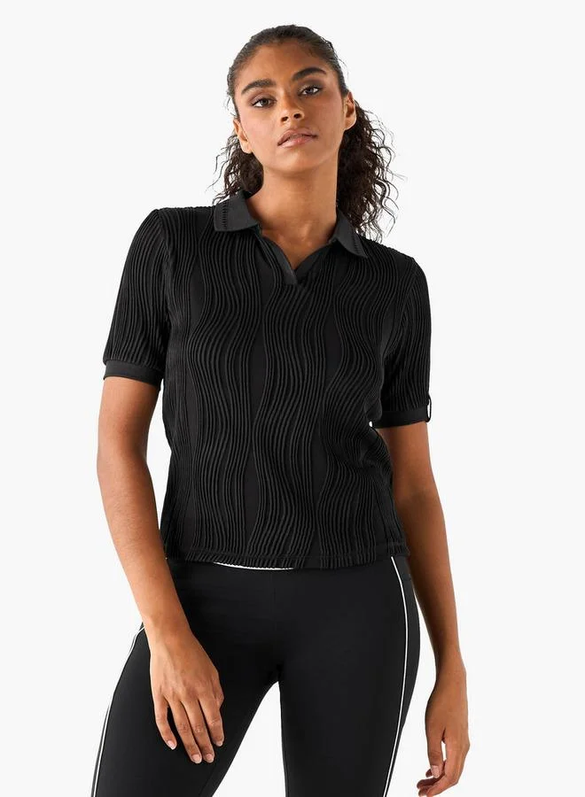 ADOT by Splash Jacquard Textured Polo T-shirt