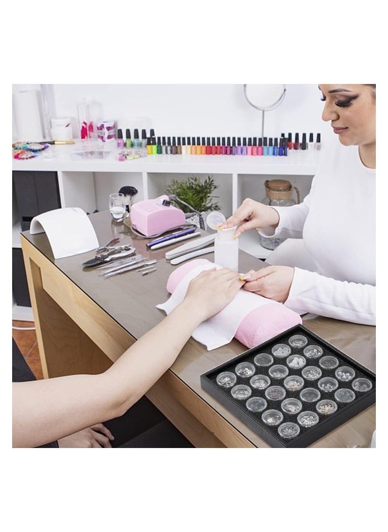 SYOSI - 25 Grids Diamond Gemstone Display Box, Round Storage Box Clear Small Round Plastic Containers Box with Lid Jewelry Organizer Container for Nail Rhinestone Crystal Small Items, Jewelry - Image 1