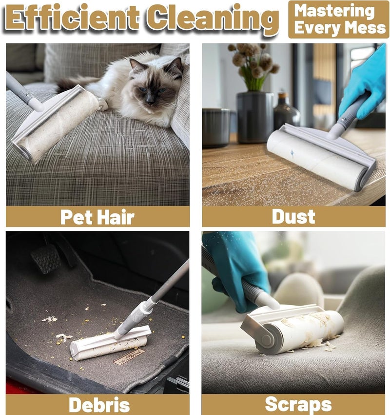 DrDirt All space matching look 2-in-1 Lint Roller with Long Handle | 7.4-Inch Wide Sticky Roller with 50 Sheets per Roll | Easily Removes Dog & Pet Hair | Ideal for Floor, Carpets, Furniture, Cars & Clothing KSA market popular practical build - Image 5