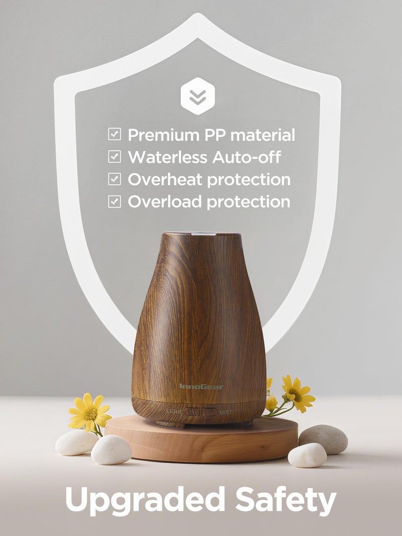 InnoGear Essential Oil Diffuser, Ultrasonic Diffusers for Home Aromatherapy Humidifier for Bedroom Room 7 Colors LED 2 Mist Mode Auto Off, Bronze - Image 5