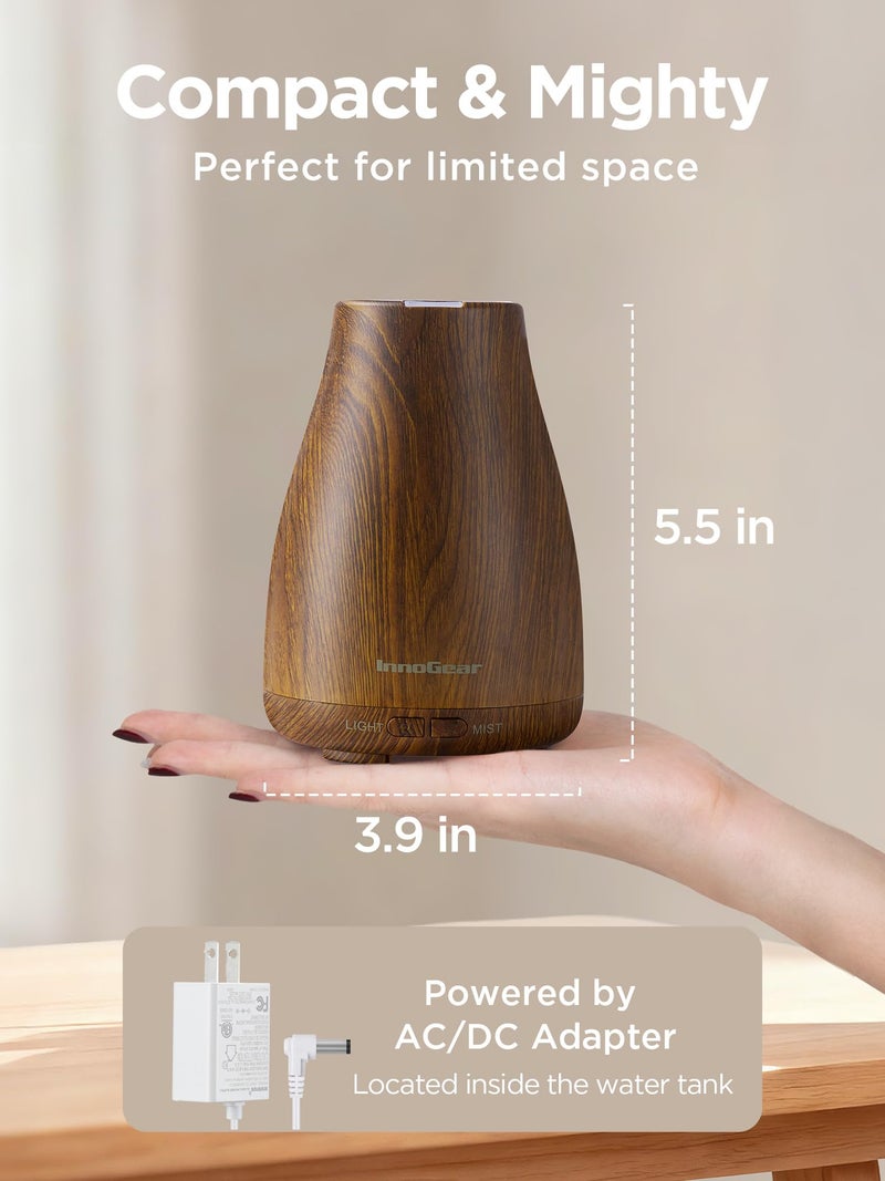 InnoGear Essential Oil Diffuser, Ultrasonic Diffusers for Home Aromatherapy Humidifier for Bedroom Room 7 Colors LED 2 Mist Mode Auto Off, Bronze - Image 2