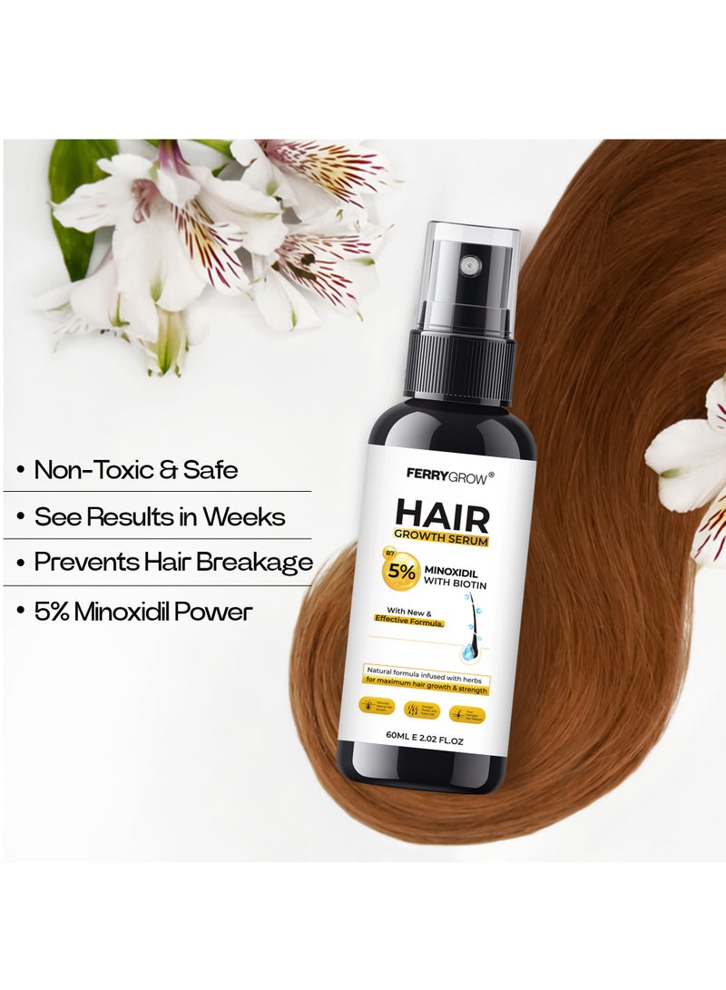 فيري جرو سيروم فيري جرو لنمو الشعر، مينوكسيديل ٥٪ مع البيوتين - علاج لإعادة نمو الشعر للرجال والنساء - يقلل من تساقط الشعر، ويحفز نموه، ويقوي جذوره - ٦٠ مل - Image 4