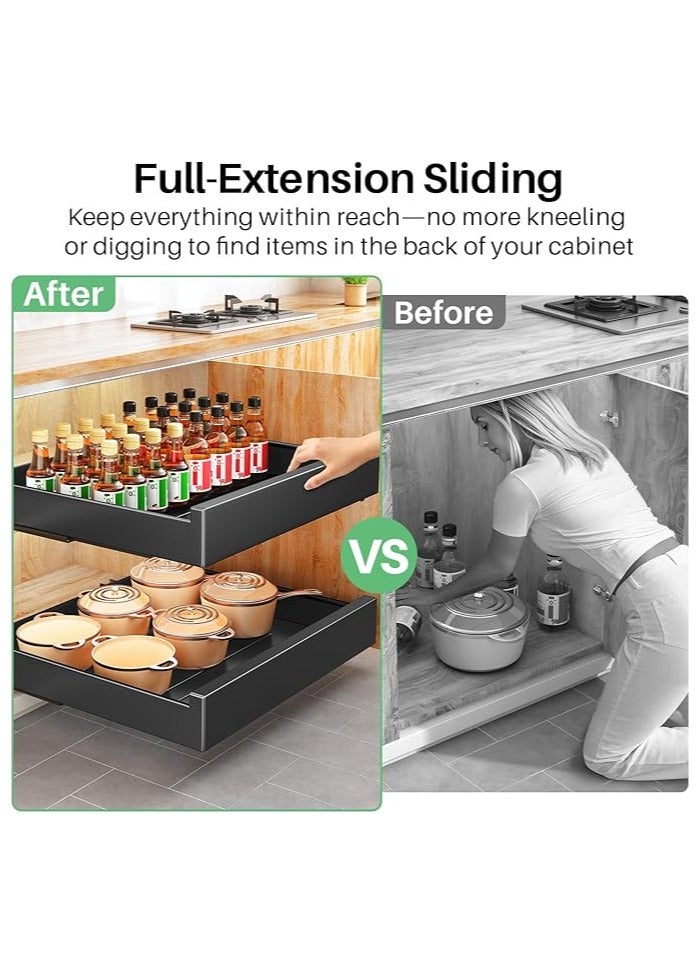 Arabest Pull out Cabinet Organizer, 21"Deep,Slide out Drawers for Kitchen Cabinets, Pull-Out Home Organizers with Adhesive Nano Film Fixed, Sliding Cabinet Shelf for Bathroom, Pantry,Under Sink Storage, Black  - Image 3