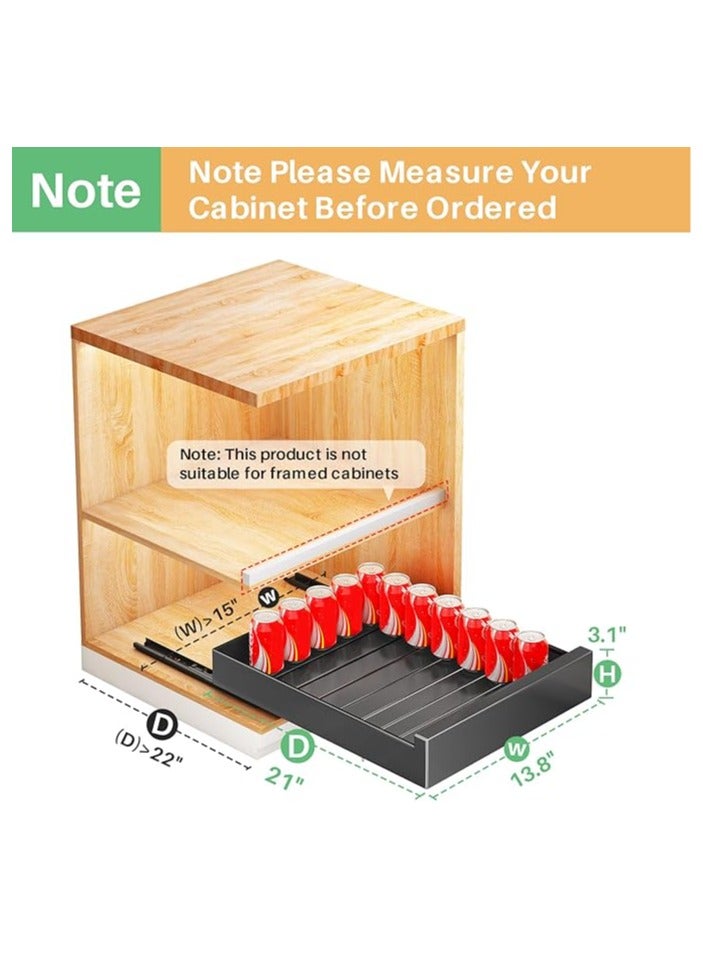 Arabest Pull out Cabinet Organizer, 21"Deep,Slide out Drawers for Kitchen Cabinets, Pull-Out Home Organizers with Adhesive Nano Film Fixed, Sliding Cabinet Shelf for Bathroom, Pantry,Under Sink Storage, Black  - Image 2