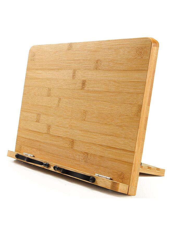 Bamboo Book Stand, Large Cookbook Holder Reading Book Holder with Adjustable Height - Image 1