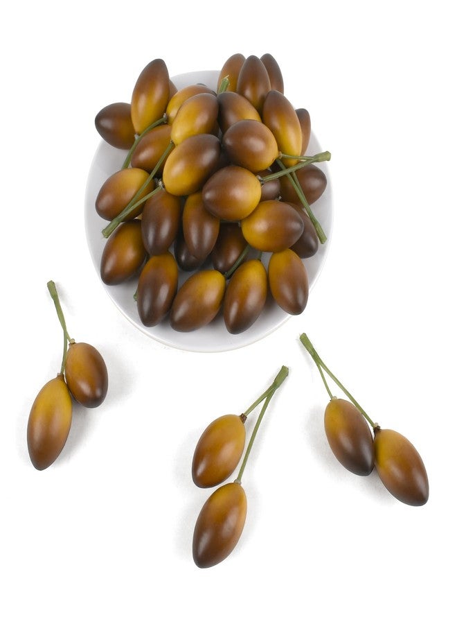 Luckforest Artificial Olives with Stem, 20 Pcs Fake Lifelike Simulation Olives Foam Fruit for Home Kitchen Cabinet Food Photography Props, Brown - Image 1