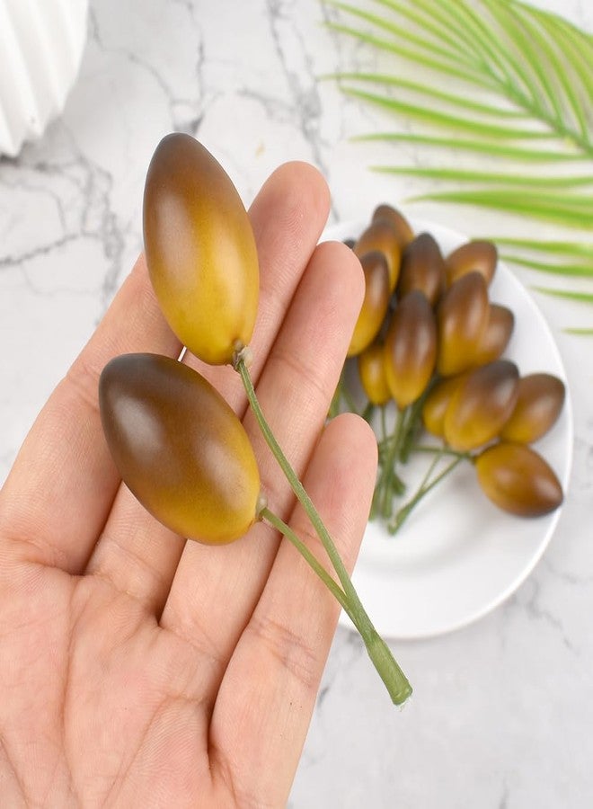 Luckforest Artificial Olives with Stem, 20 Pcs Fake Lifelike Simulation Olives Foam Fruit for Home Kitchen Cabinet Food Photography Props, Brown - Image 2