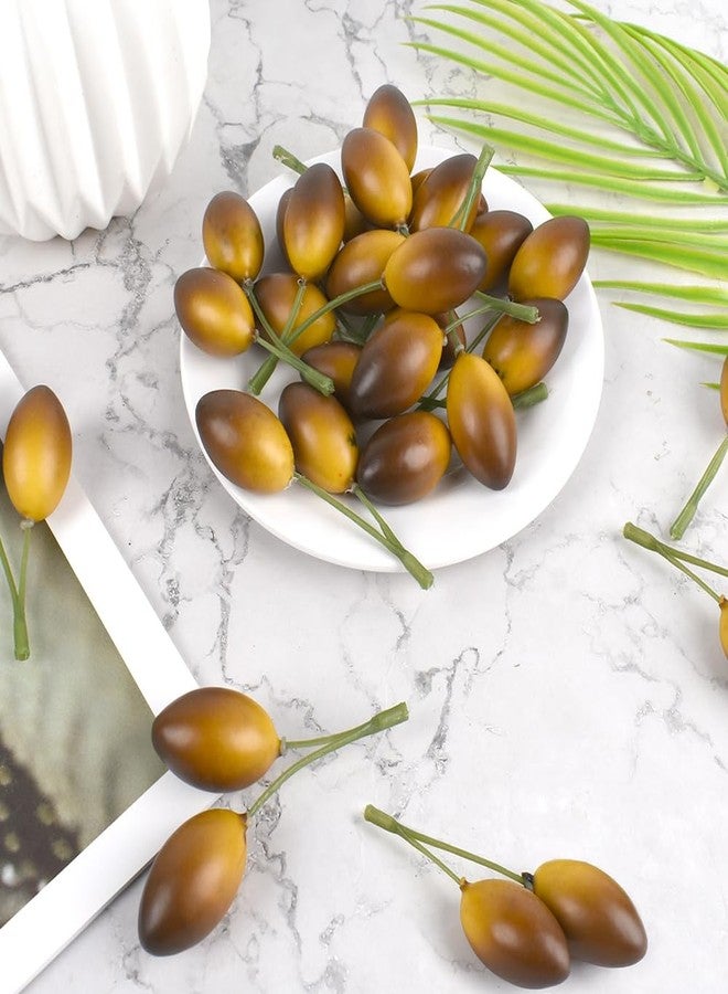 Luckforest Artificial Olives with Stem, 20 Pcs Fake Lifelike Simulation Olives Foam Fruit for Home Kitchen Cabinet Food Photography Props, Brown - Image 3