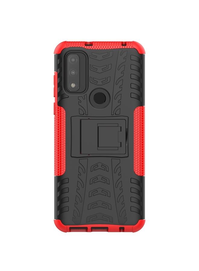 S-TOP Case For Motorola Moto G Pure Tire Texture Shockproof TPU+PC Phone Case with Holder - Image 2