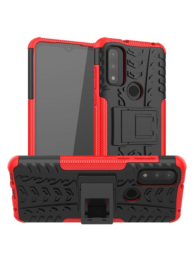 S-TOP Case For Motorola Moto G Pure Tire Texture Shockproof TPU+PC Phone Case with Holder - Image 1