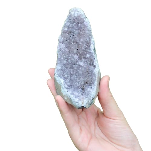Authentic Certificate Light Amethyst Geode 1 Piece Geode 100 to 1kg Cluster Polished Edges light Purple Crystals Geode from India Includes Bonus 1Inch Quartz Wand  - Image 3