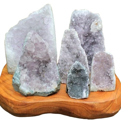 Authentic Certificate Light Amethyst Geode 1 Piece Geode 100 to 1kg Cluster Polished Edges light Purple Crystals Geode from India Includes Bonus 1Inch Quartz Wand  - Image 4