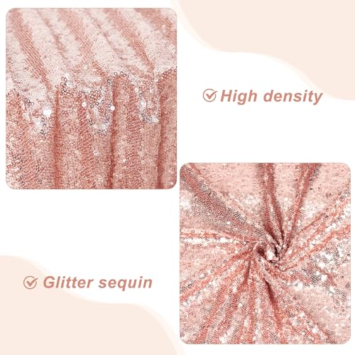 PartyDelight Sequin Tablecloth Rose Gold 90"x132" Rectangular Wedding Dinning Table Cloth - Image 4