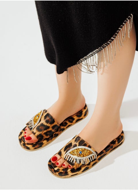 Leather flat slipper with accessory on the side-HAVAN