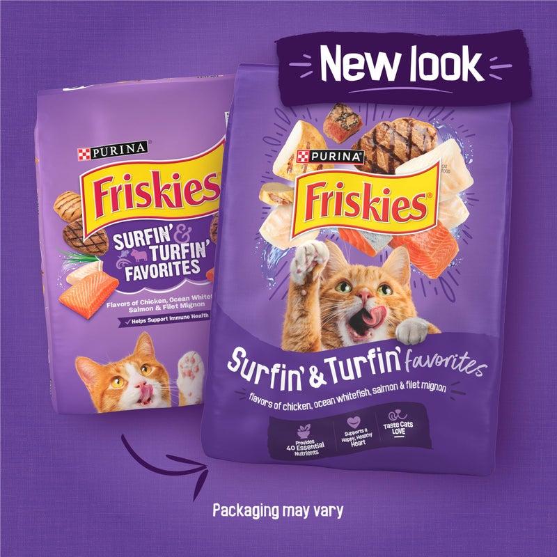 Friskies Purina Friskies Cat Food Surfin and Turfin Favorites Flavors of Chicken, Whitefish, Salmon and Filet Mignon - (Pack of 4) 3.15 lb. Bags - Image 2
