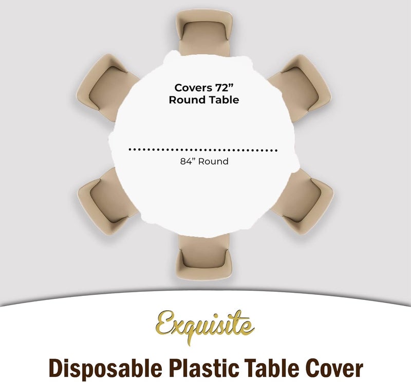 Exquisite Party Solids 12-Pack - Premium Plastic Tablecloth 84 Inch Round Table Cover - Checkered - Image 4
