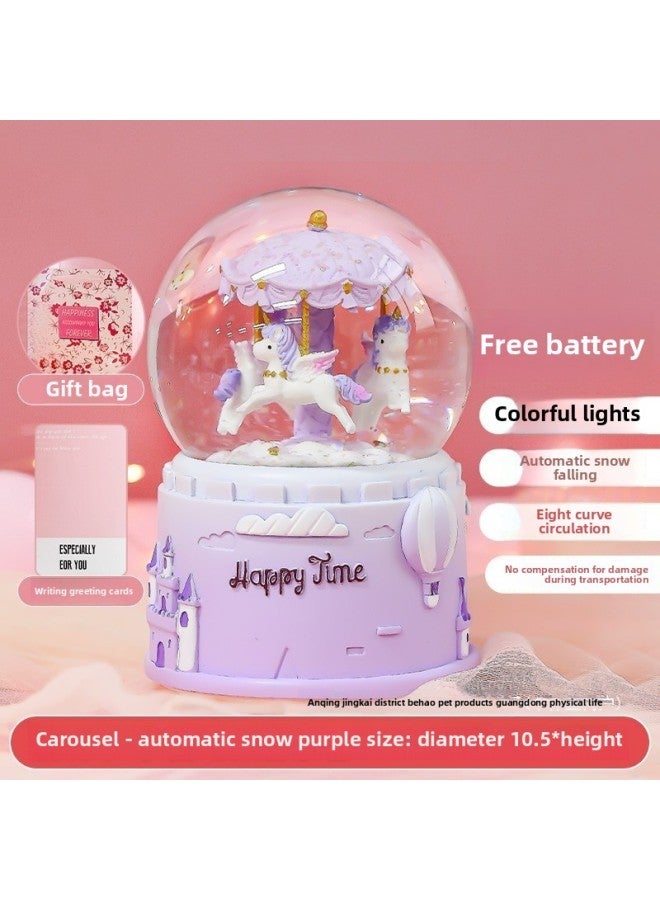 Crystal Ball Music Music Music Box Girl Princess June 1 Children's Birthday Glass Ball Rotatable Trojan Horse Ornaments-Color:Extra Large—a Deer Flower—pink Deer 1 - Image 5