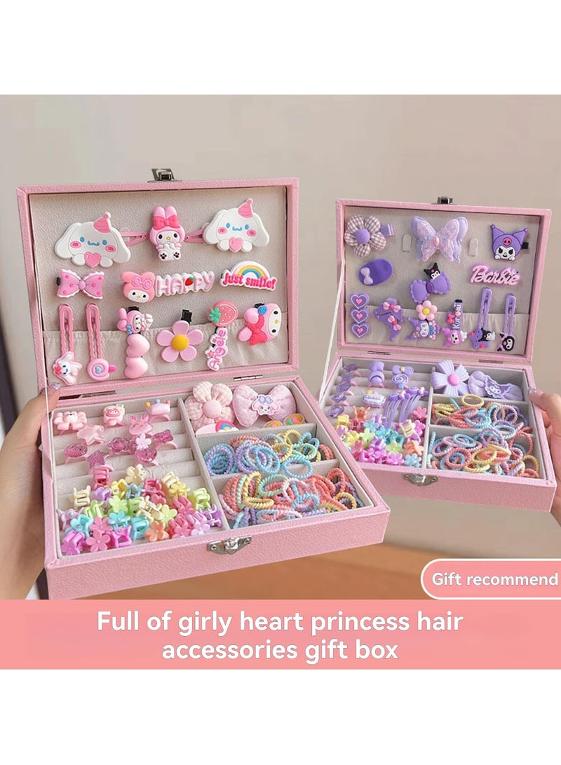 DURKU Girls Hair Accessory Set with Gift Box, Princess Dress Up Toys Deluxe Set, Assorted Colourful Hair Accessories Set for Kids, Gift Toys for Girls Kids Toddlers (Purple) - Image 3