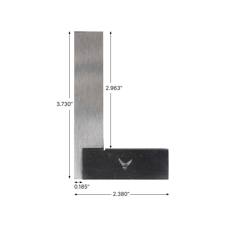 PEC Tools Machinist Square Precision Engineer Wide Seat Square 90 Right Angle Ground Hardened Steel Angle Ruler 3 x 2-1/2 Inch, Suitable for Woodworking and Precision Layout Work - Image 2