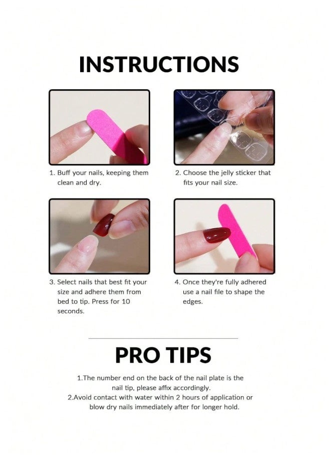 full coverage acrylic press on nails, 24-piece set in red, includes nail glue, adhesive tabs, and a nail file - Image 4