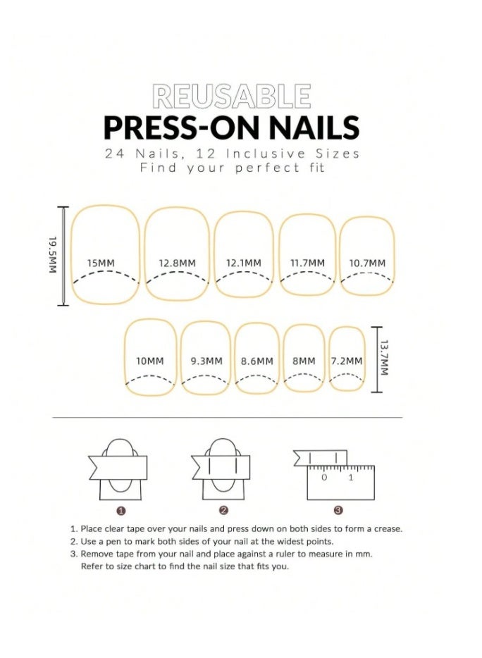 full coverage acrylic press on nails, 24-piece set in red, includes nail glue, adhesive tabs, and a nail file - Image 5