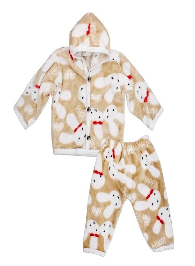 EKAN Fleece 2 Pcs Baby With Hooded Jacket | Warm And Soft New Born Baby Suit/Clothing Set (Multicolor, 2 Pcs Baby Suit, 0-6 Months) - Image 1
