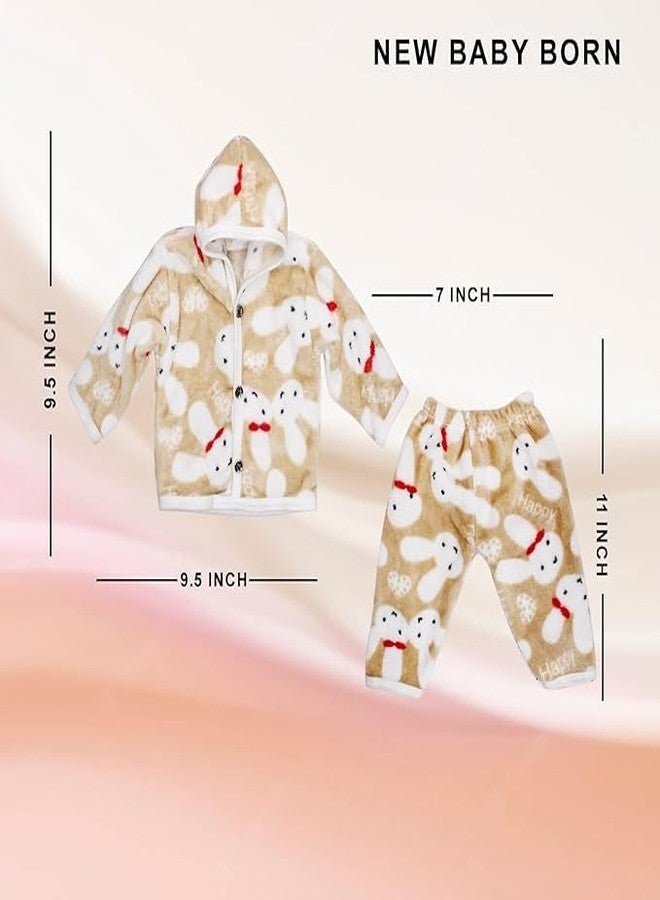 EKAN Fleece 2 Pcs Baby With Hooded Jacket | Warm And Soft New Born Baby Suit/Clothing Set (Multicolor, 2 Pcs Baby Suit, 0-6 Months) - Image 2