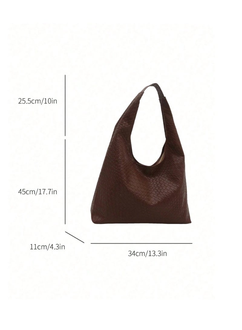 Shein Women Plain Color PU Leather Fashion Large Capacity Daily Shoulder Bag - Image 2