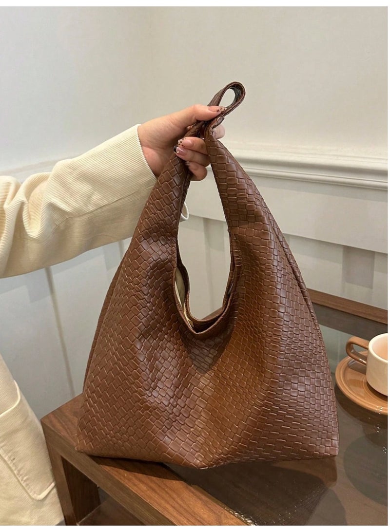 Shein Women Plain Color PU Leather Fashion Large Capacity Daily Shoulder Bag - Image 1