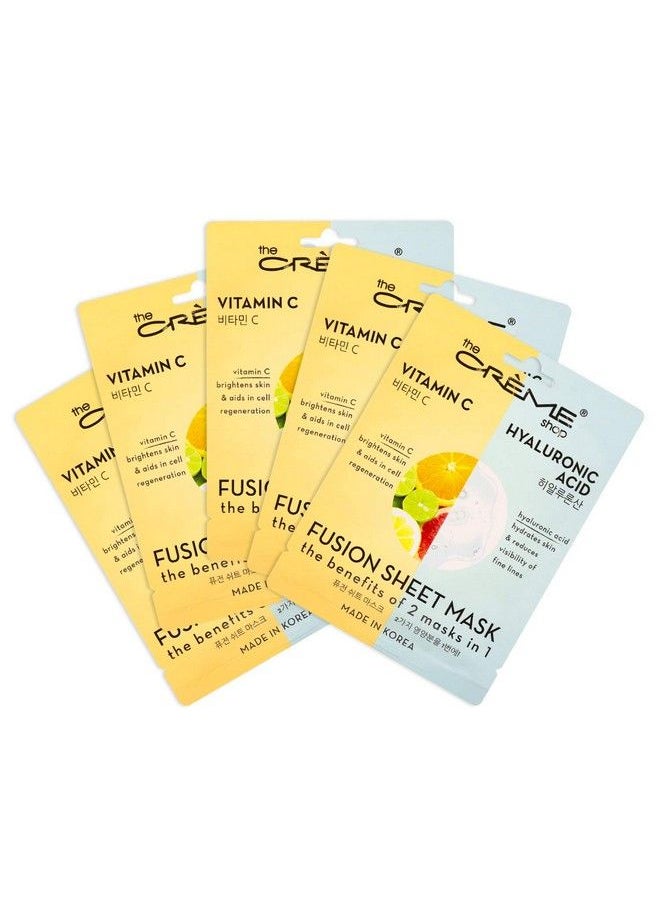 The Crème Shop - Vitamin C & Hyaluronic Acid Fusion Full Face Masks Korean Facial Skin Care And Moisturizer Hydrating Blackhead Remover Scar Cream Natural Beauty Essence 5 Sheets Set - Image 1