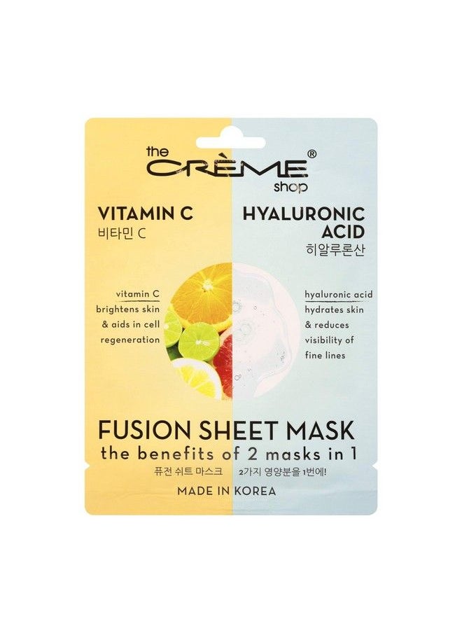 The Crème Shop - Vitamin C & Hyaluronic Acid Fusion Full Face Masks Korean Facial Skin Care And Moisturizer Hydrating Blackhead Remover Scar Cream Natural Beauty Essence 5 Sheets Set - Image 1