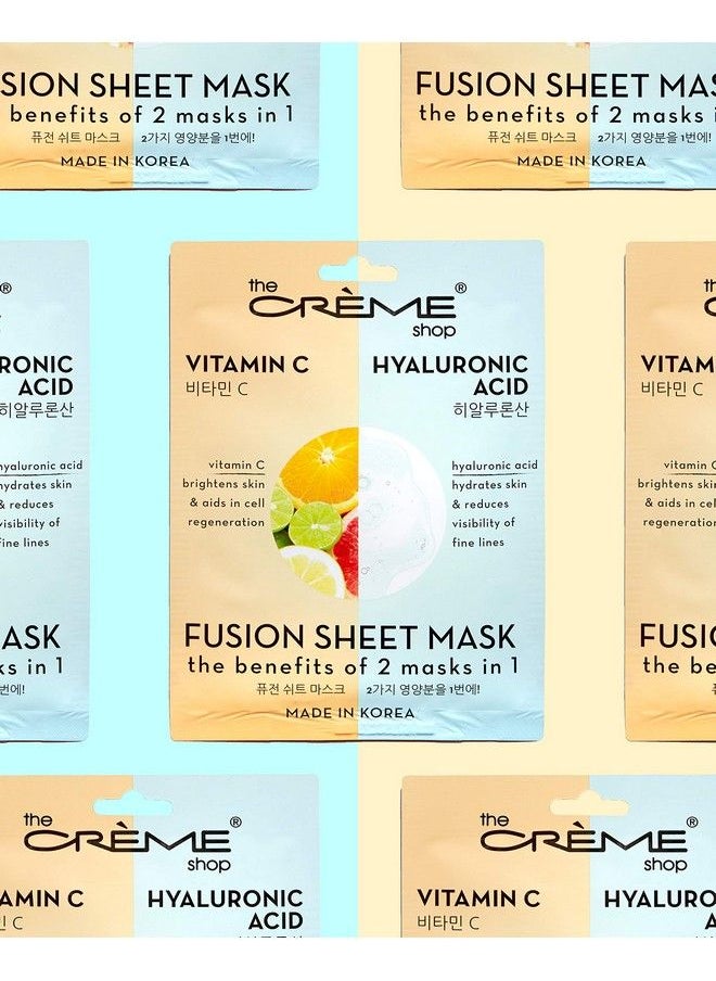 The Crème Shop - Vitamin C & Hyaluronic Acid Fusion Full Face Masks Korean Facial Skin Care And Moisturizer Hydrating Blackhead Remover Scar Cream Natural Beauty Essence 5 Sheets Set - Image 1