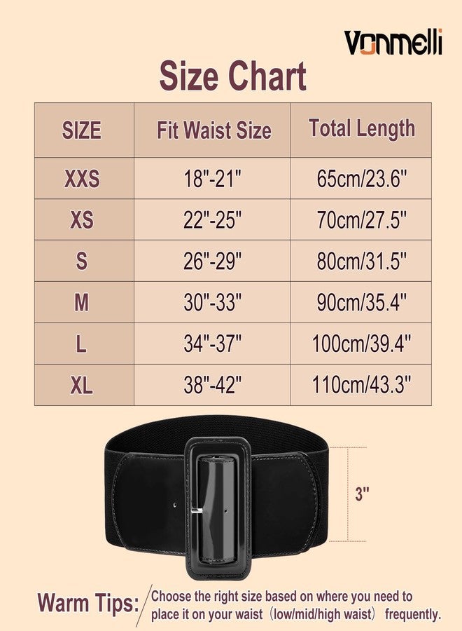 VONMELLI Stretchy Wide Women Belts Elastic Vinatge Black Belts for Women Fashion Ladies Waist Belt for Dress, M - Image 4