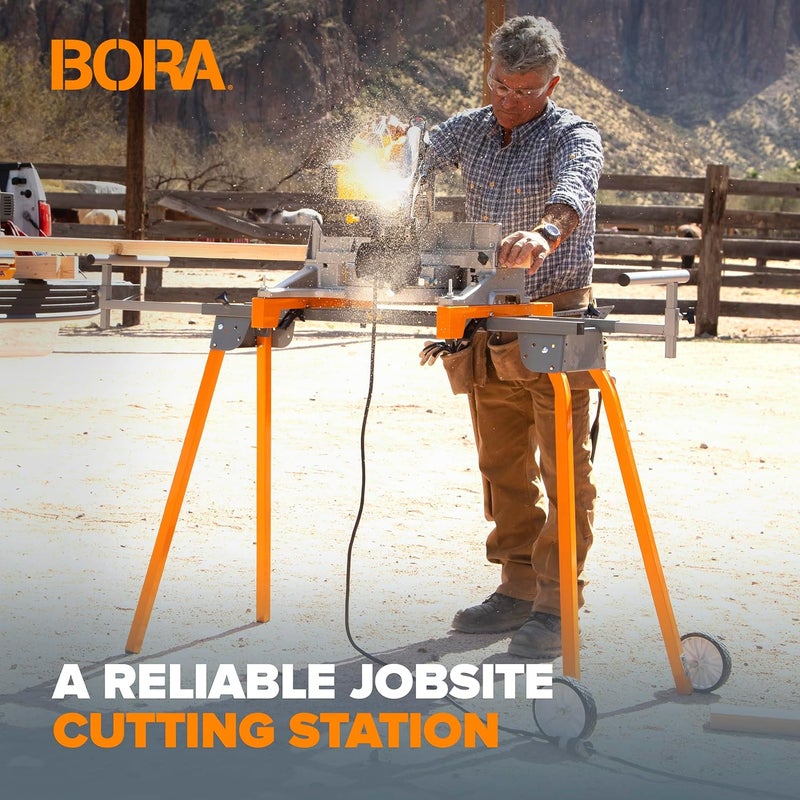 BORA Universal Miter Saw Stand with Quick Release Tool Mounting System- Portable Miter Saw Stand 500 Lbs Max Weight Load - 34-inch Height with Outrigger Arms Up to 114 Inches - PM-4000, Orange - Image 5