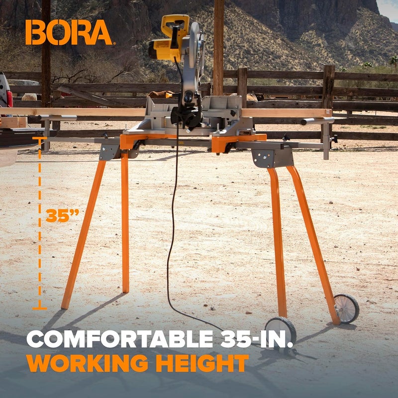BORA Universal Miter Saw Stand with Quick Release Tool Mounting System- Portable Miter Saw Stand 500 Lbs Max Weight Load - 34-inch Height with Outrigger Arms Up to 114 Inches - PM-4000, Orange - Image 3