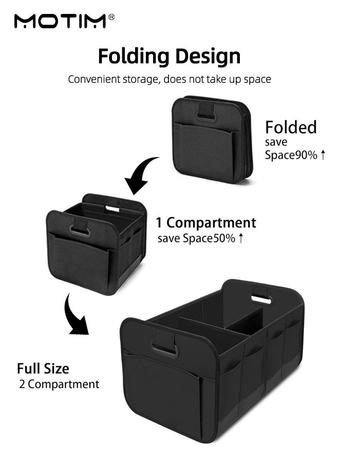 موتيم منظم وتخزين صندوق السيارة، 60*37*31 سم، جيوب قابلة للطي متعددة الأجزاء، صندوق تخزين سيارة مقاوم للماء والغبار، منظم صندوق سيارة قابل للطي للسيارة وصندوق السيارة وسيارات الدفع الرباعي - Image 2