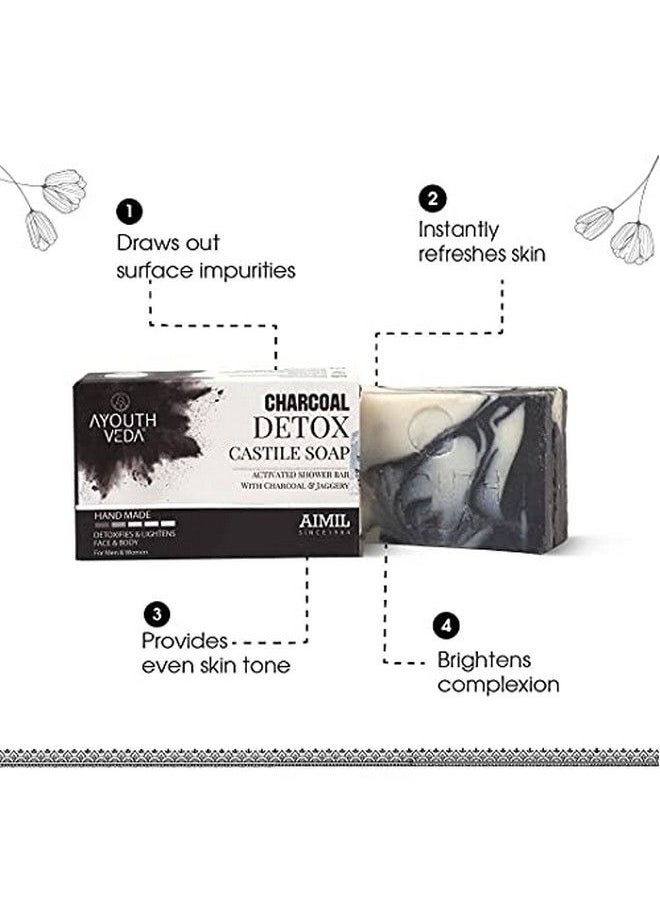 AYOUTHVEDA Charcoal Soap Handmade Castile Soap With Activated Charcoal Jaggery Five Nourishing Oils & Peppermint Cleanses Infection 100 Gm (Pack Of 5)  - Image 4